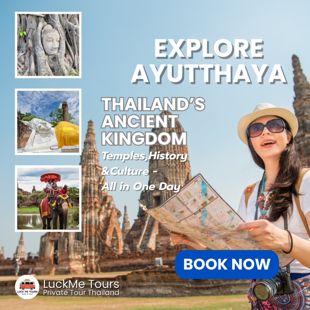 Buddha head in tree roots at Wat Mahathat Elephant ride in Ayutthaya Ayutthaya historical park tour
