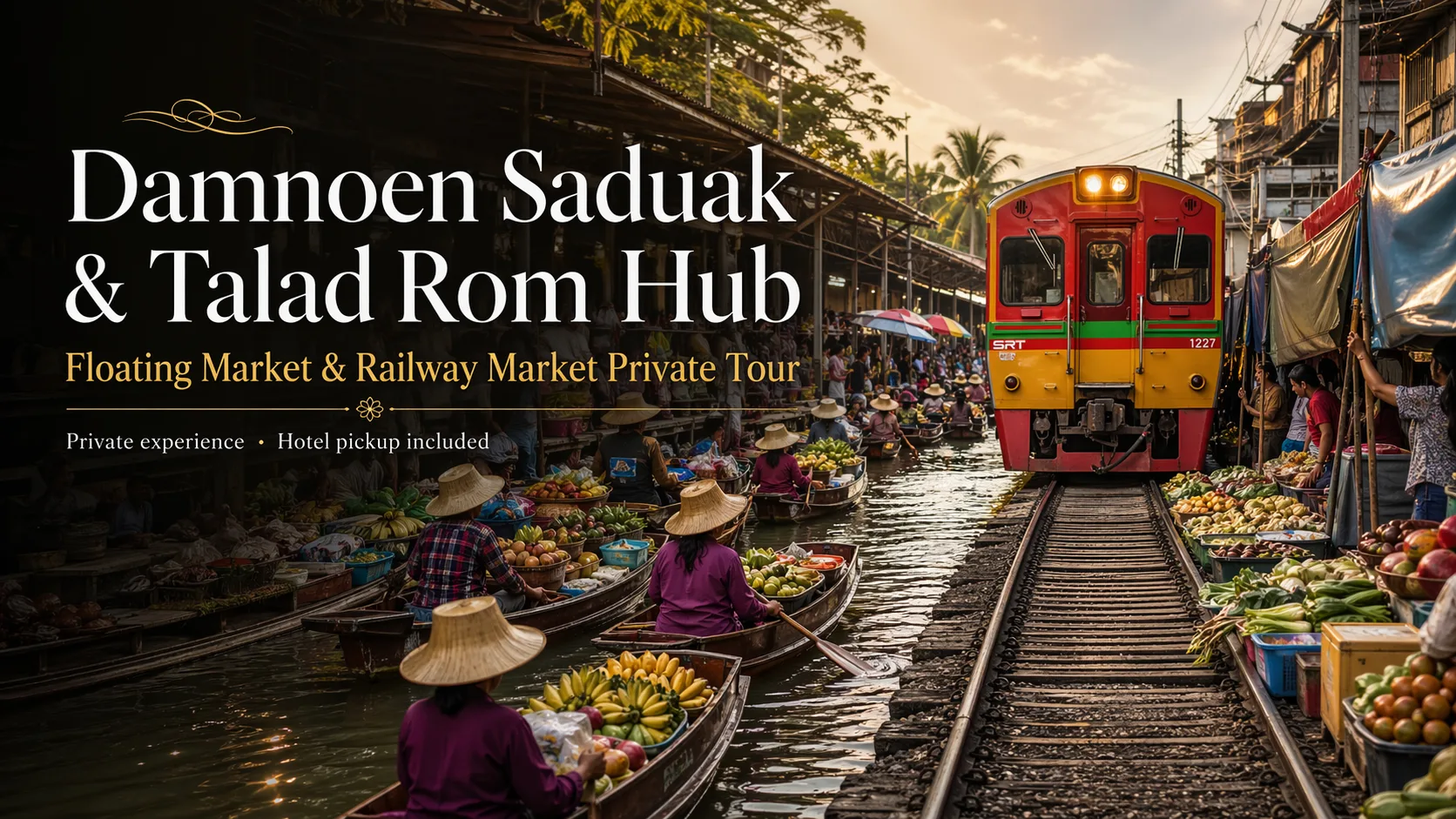Damnoen Saduak Floating Market and Maeklong Railway Market private tour from Bangkok