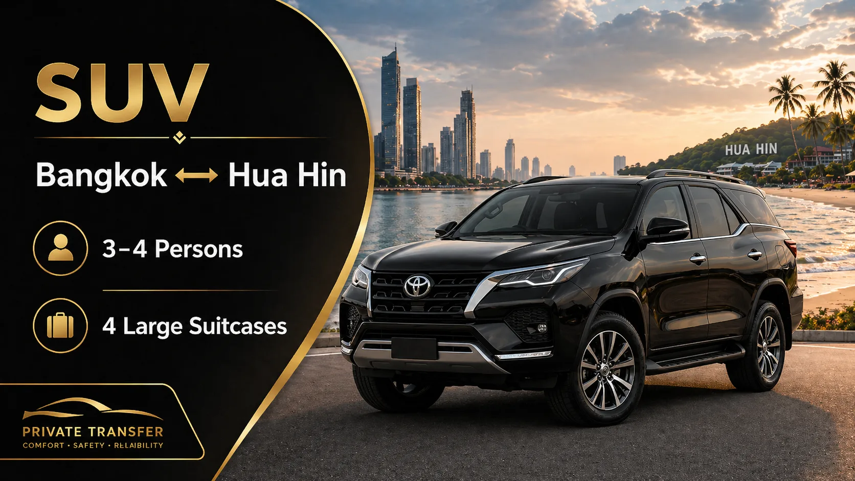 Private SUV transfer from Bangkok to Hua Hin