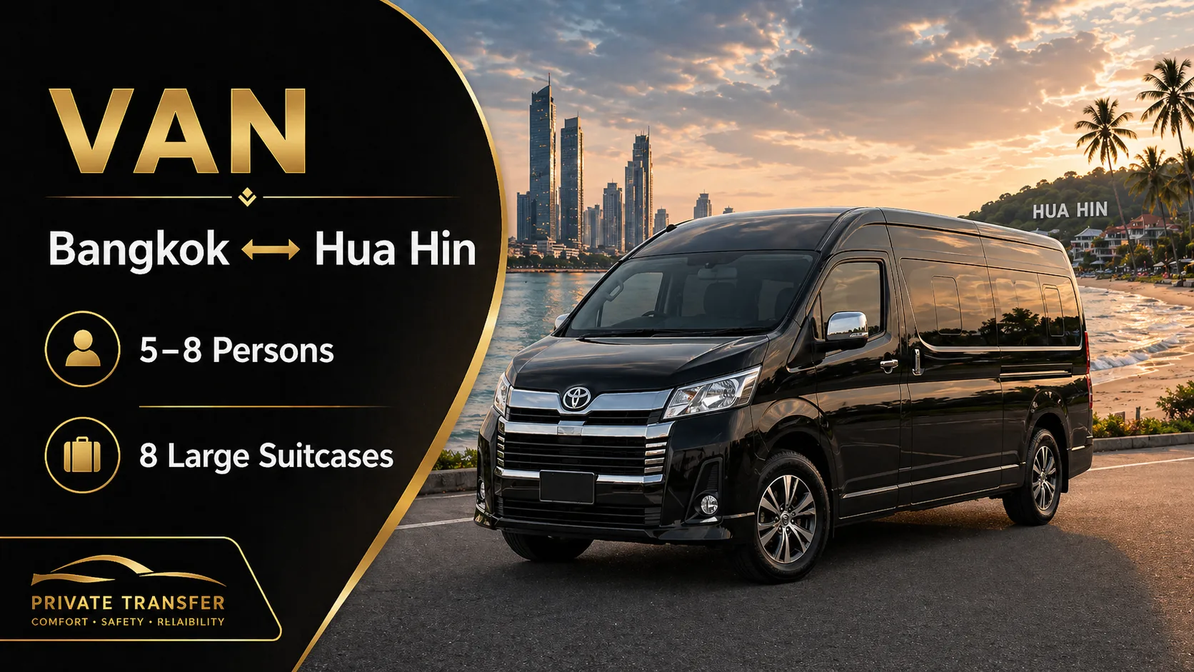 Private van transfer from Bangkok to Hua Hin